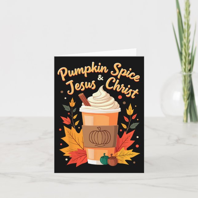 Pumpa Krydda Och Jesus Kristus Kristet Tacksgiving Kort (Framsida)
