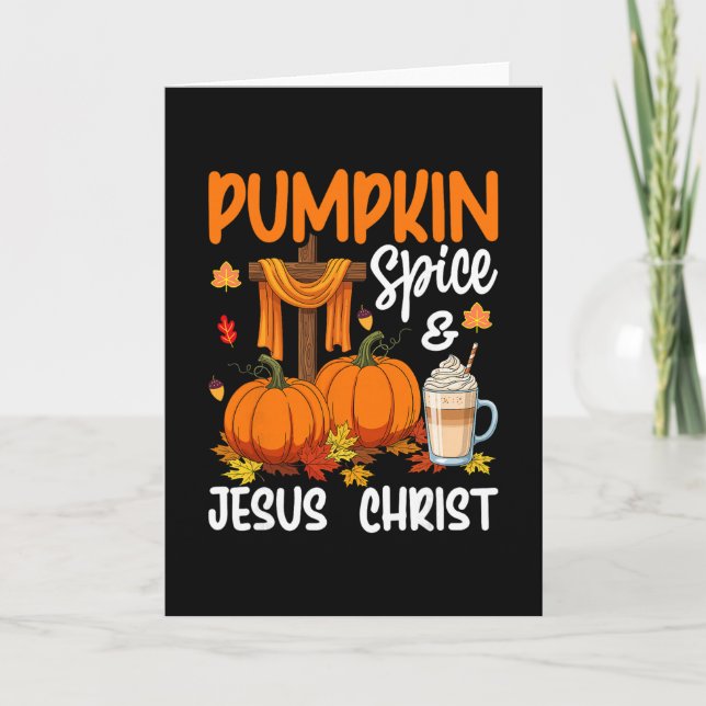 Pumpa Krydda Och Jesus Kristus Kristna Höst Th Kort (Framsida)