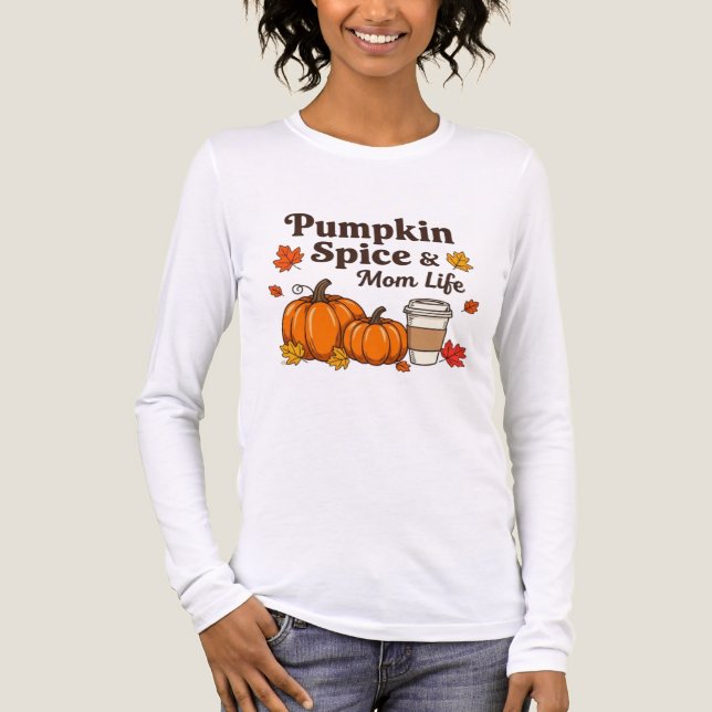 Pumpa krydda och mammas liv höstälskare t shirt (Framsida)