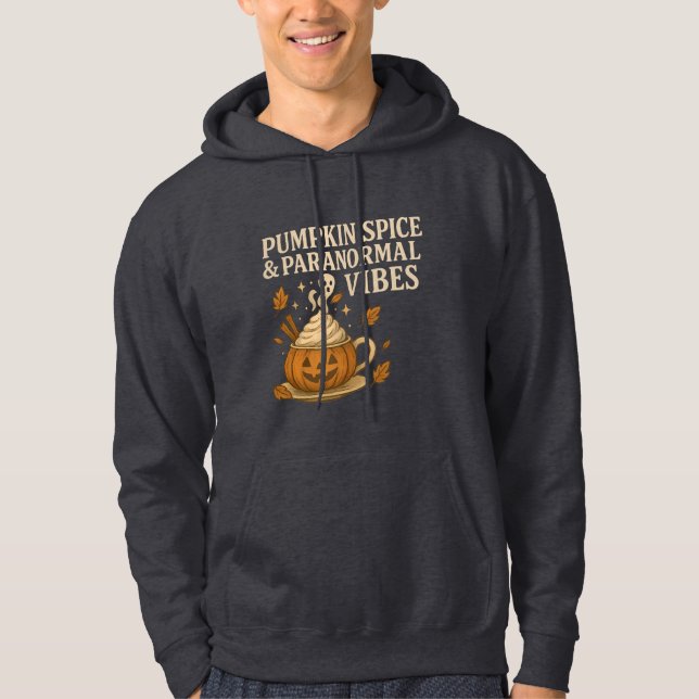 Pumpa Krydda & Paranormala Vibrationer Halloween Hoodie (Framsida)