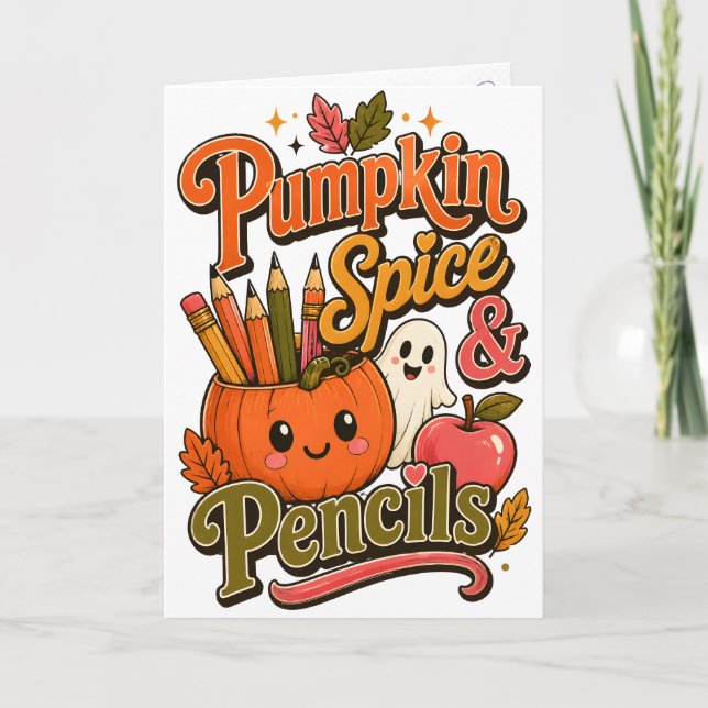 Pumpa Krydda & Pennor Söt Höstlärare  Kort (Framsida)
