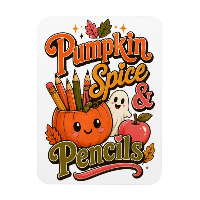 Pumpa Krydda & Pennor Söt Höstlärare  Magnet (Vertikal)