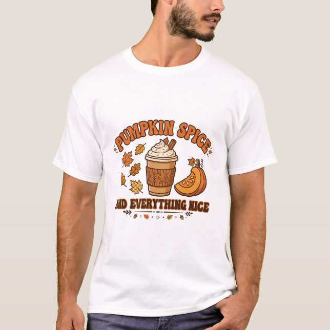 Pumpa Kryddad Allt Gott Höst Typografi T Shirt (Framsida)
