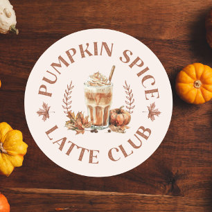 Pumpa Kryddad Latte Klubb Höst Autumn Runt Klistermärke