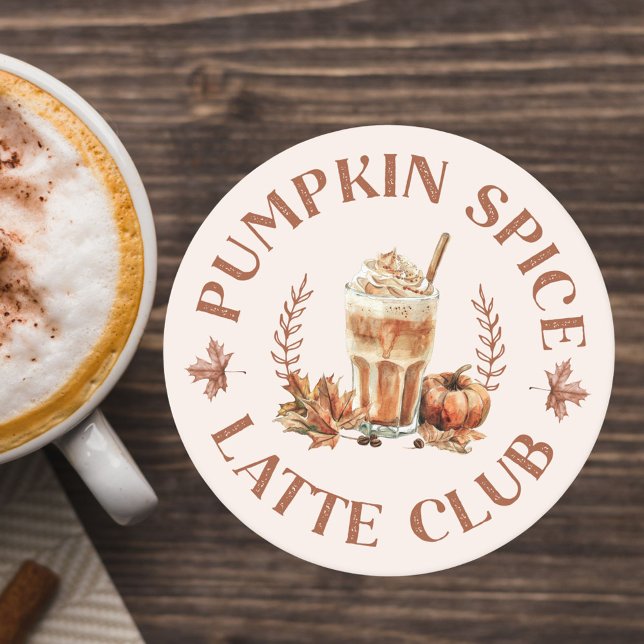 Pumpa Kryddad Latte Klubb Höst Autumn Underlägg Papper Rund (In situ)
