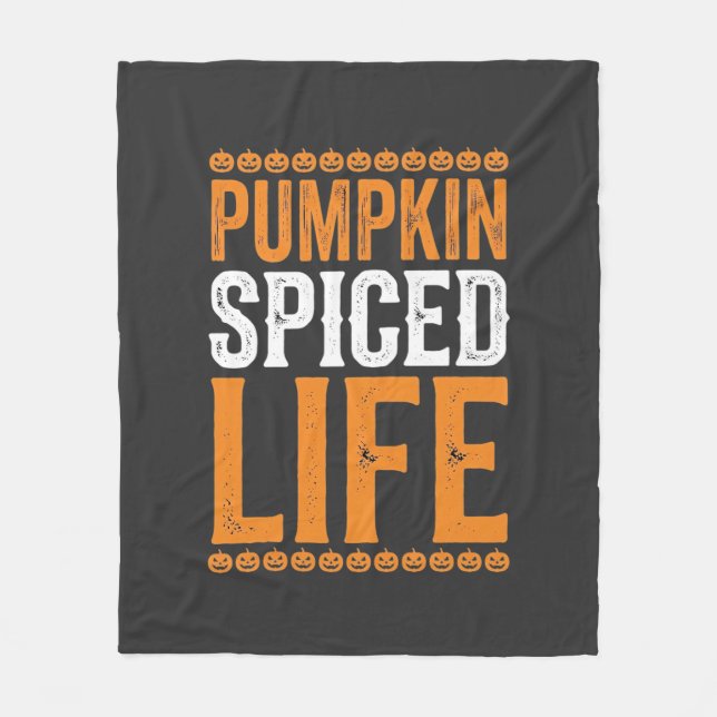 Pumpa Kryddad Liv Halloween Typografi Design_1 Fleecefilt (Framsidan)
