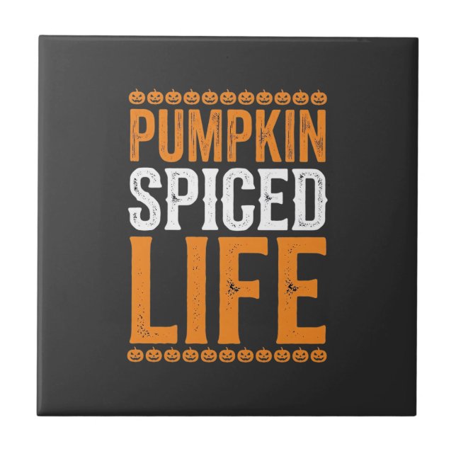 Pumpa Kryddad Liv Halloween Typografi Design_1 Kakelplatta (Framsidan)