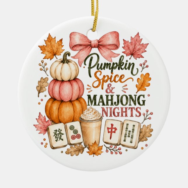 Pumpa Kryddad Mahjong Nätter Julgransprydnad Keramik (Framsidan)