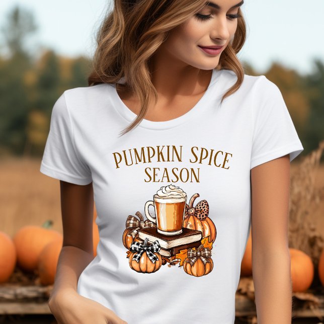 Pumpa Kryddad Säsong  T Shirt (Pumpkin Spice Season Cute T-shirt boho bows)