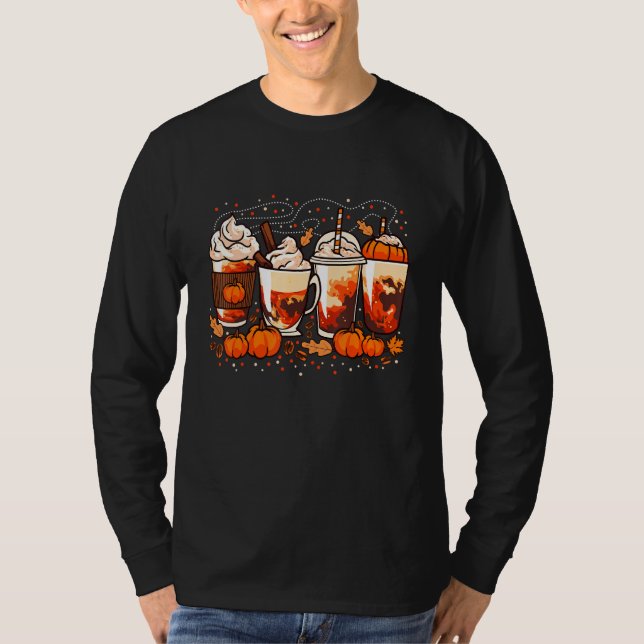 Pumpa Kryddat Kaffe Latte Höst Autumn Säsong T Shirt (Framsida)