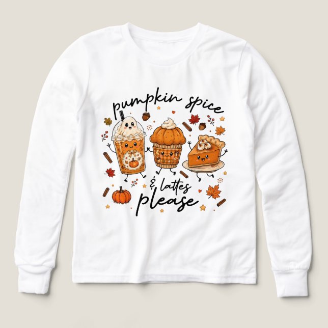 Pumpa Kryddat Latte Höst Kaffe Mysig Höst Doodle T Shirt (Design framsida)
