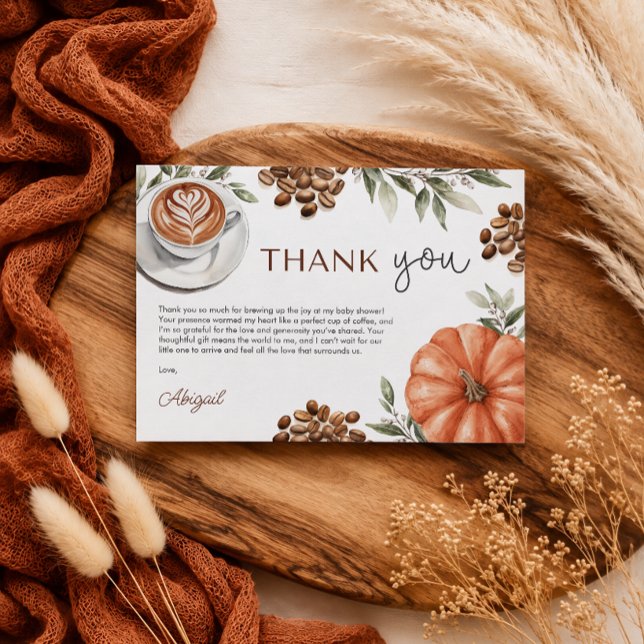 Pumpa Kryddkaffe Baby Shower Tacksamhetskort Tack Kort (Pumpkin Spice Coffee Baby Shower Thank You Card)