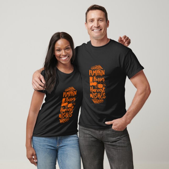 Pumpa Kyssar Skördeönskningar Typografi T Shirt (Unisex)
