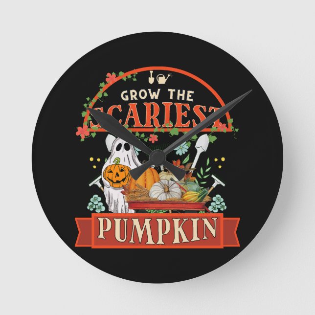 Pumpa Lantbrukare Halloween Rund Klocka (Framsida)