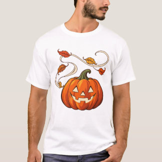 Pumpa Lantern och krullande blad T Shirt