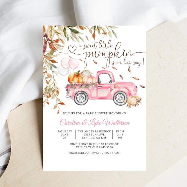 Pumpa Lastbil Flicka Barnkalas Inbjudan (Skapare uppladdad)