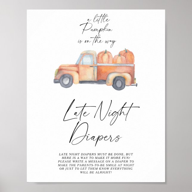 Pumpa lastbil höst Sen natt blöjor spel Poster (Framsidan)