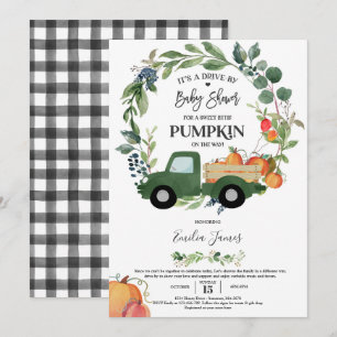 Pumpa Lastbil Könsneutral Höst Baby Shower Inbjudningar