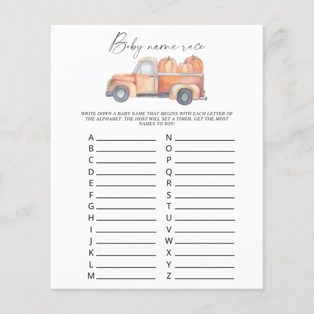 Pumpa lastbil - Spel för baby namntävling (Framsida)