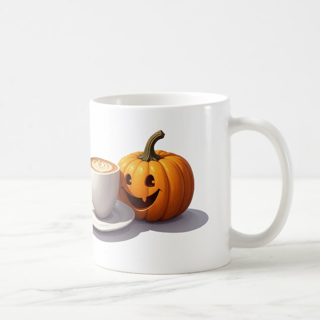 Pumpa Latte Följeslagare För Krispiga Höstmorgnar  Kaffemugg (Höger)
