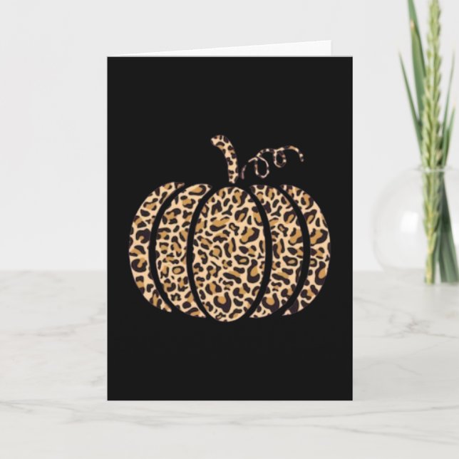 Pumpa Leopardtryck Gepard Höst Grafisk Tacksägelse Kort (Framsida)