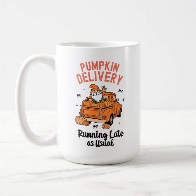 Pumpa Leverans Sen Som Vanligt Rolig Höst  Kaffemugg (Vänster)