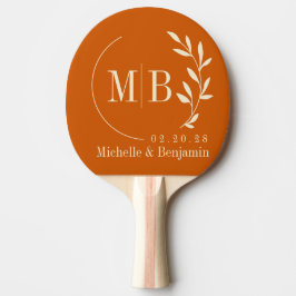 Pumpa-löv Bröllopsmonogram från mitten av seklet Pingisracket