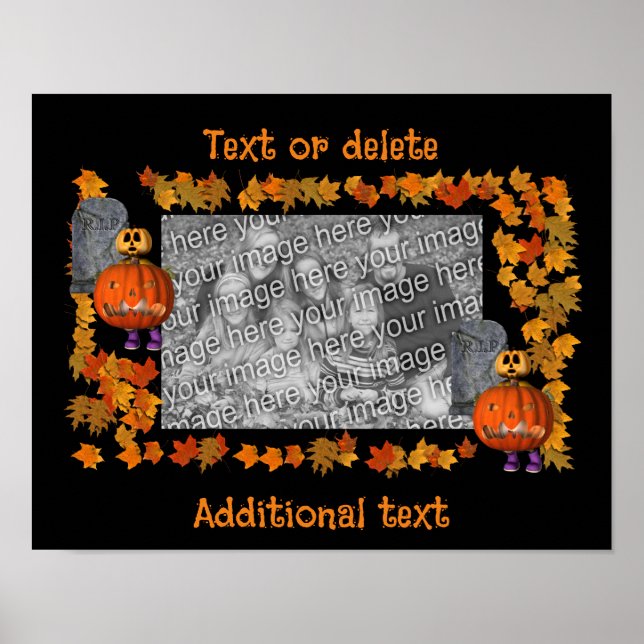 Pumpa Man Halloween Ram Insätt Din Foto  Poster (Framsidan)