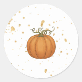 Pumpa med guld vattenfärg baby shower runt klistermärke
