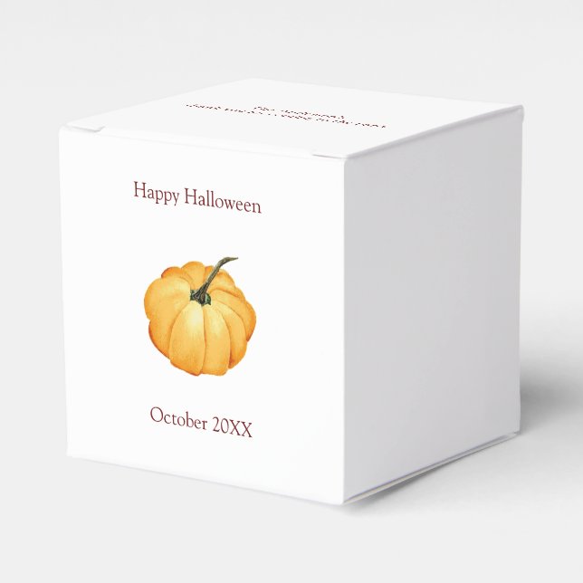 Pumpa med happy halloween söt orange med datum presentaskar (Framsidan Sidan)