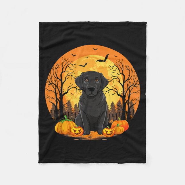 Pumpa med rolig Halloween-kostym Svart Fleecefilt (Framsidan)