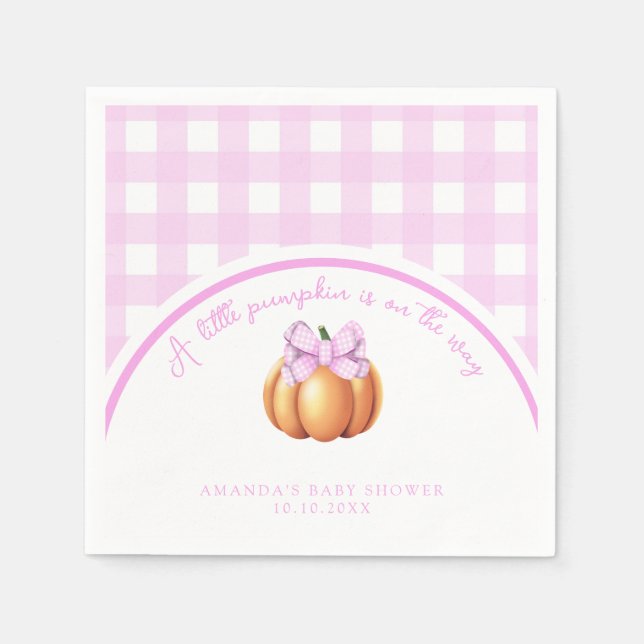 Pumpa med rosa band i bur baby shower pappersservett (Framsidan)