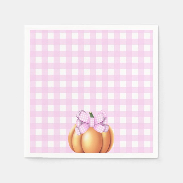 Pumpa med rosa band i bur baby shower pappersservett (Framsidan)