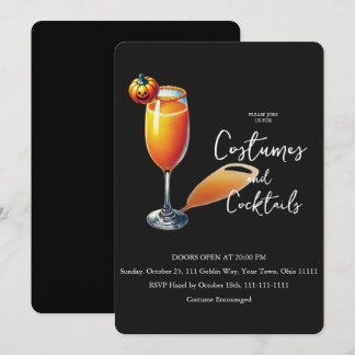 Pumpa Mimosa Kostymer och Cocktail Halloween Inbjudningar