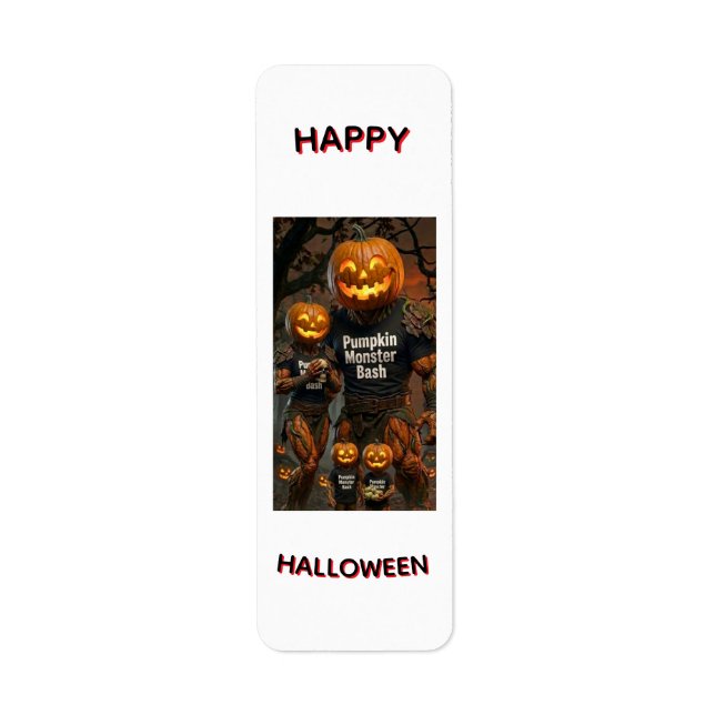 Pumpa Monster Bash Halloween Returadressetikett Returadress Etikett (Framsidan)