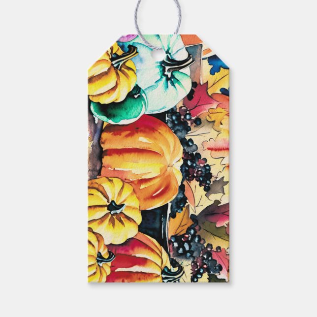 Pumpa & Mörka Bär, Höst, Thanksgiving Presentetikett (Framsidan)