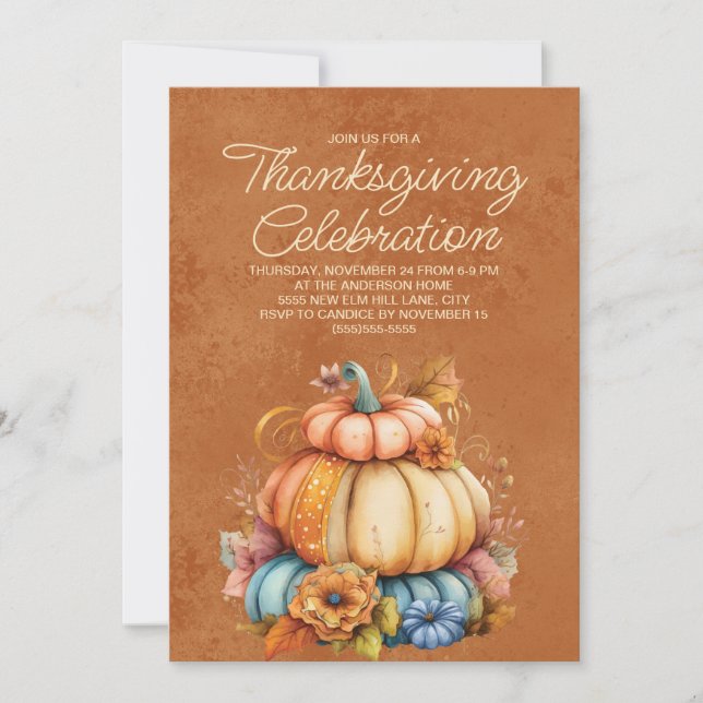 Pumpa Mysig Rustik Boho Thanksgiving  (Framsida)