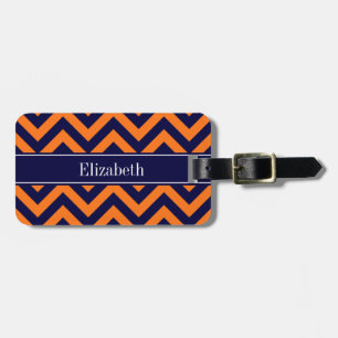 Pumpa Navy LG Chevron Marinblå Namn Monogram Bagagebricka
