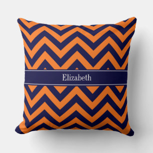 Pumpa Navy LG Chevron Marinblå Namn Monogram Kudde