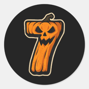 Pumpa nummer 7 67 Meme Matchande Halloweenpar Runt Klistermärke