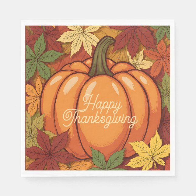 Pumpa och blad Thanksgiving Pappersservett (Framsidan)