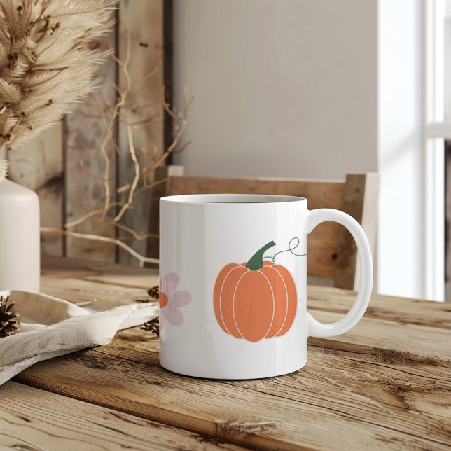 Pumpa och blommor på hösten kaffemugg (Skapare uppladdad)