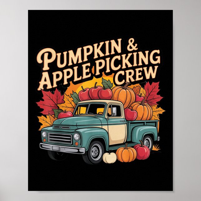 Pumpa Och Cking Crew Höstskörd Thanksgiving  Poster (Framsidan)