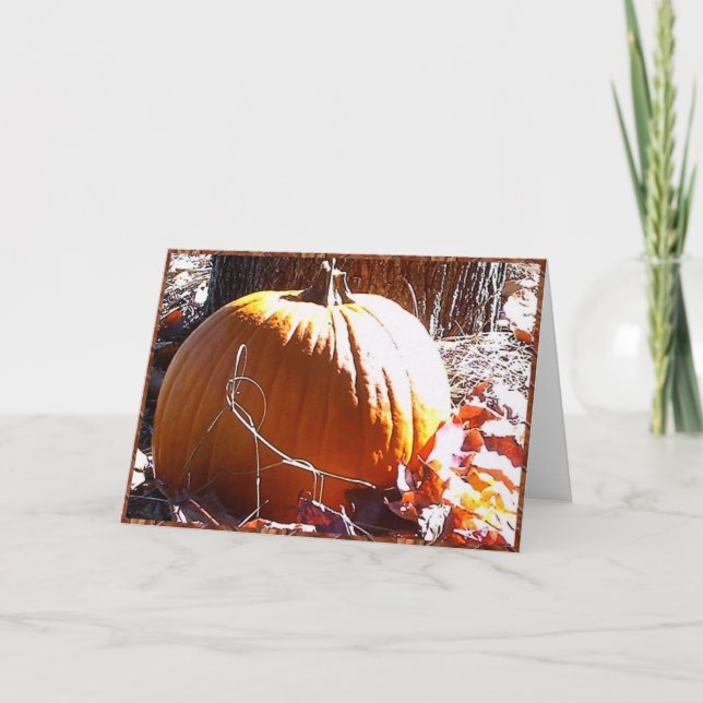 Pumpa och höst löv helgkort (Framsida)