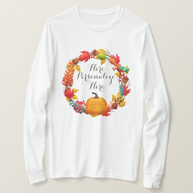 Pumpa och höst löv t shirt (Design framsida)