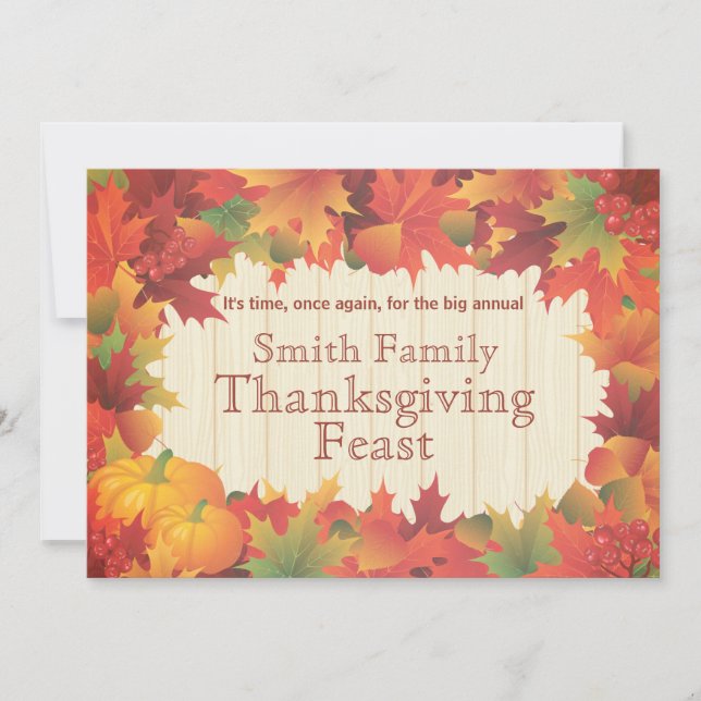 Pumpa och höstfärger Thanksgiving Inbjudningar (Framsida)