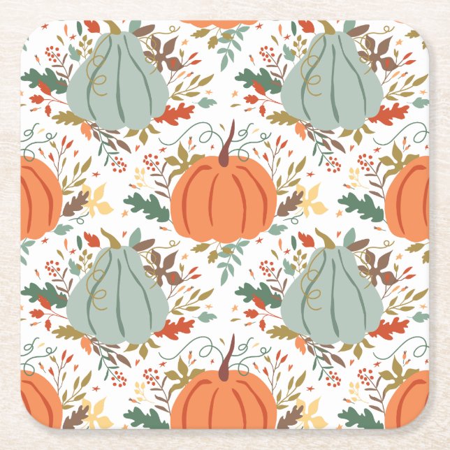 Pumpa och höstlöv underlägg papper kvadrat (Framsidan)