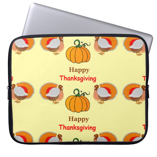 Pumpa och kalkon av Thanksgiving Laptop Fodral (Framsidan)