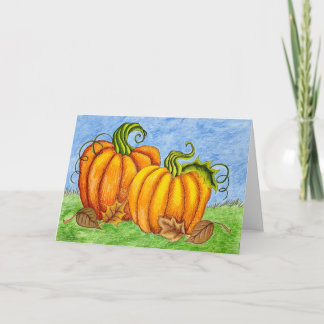 Pumpa och löv fall gratulationskort kort