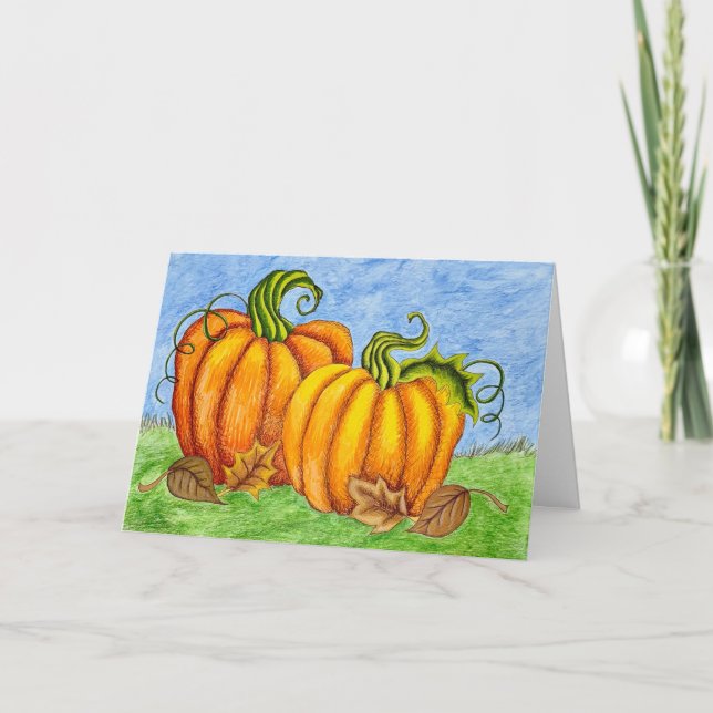 Pumpa och löv fall gratulationskort kort (Framsida)